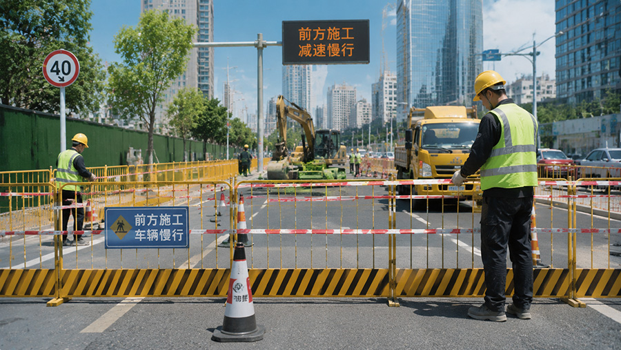 Road Construction Temporary Warning Solution